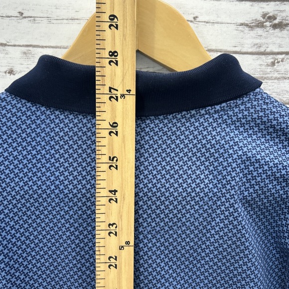 Dunhill Polo Shirt Men XL Blue Geometric Cotton Performance Long Sleeve Collared - Picture 6 of 11